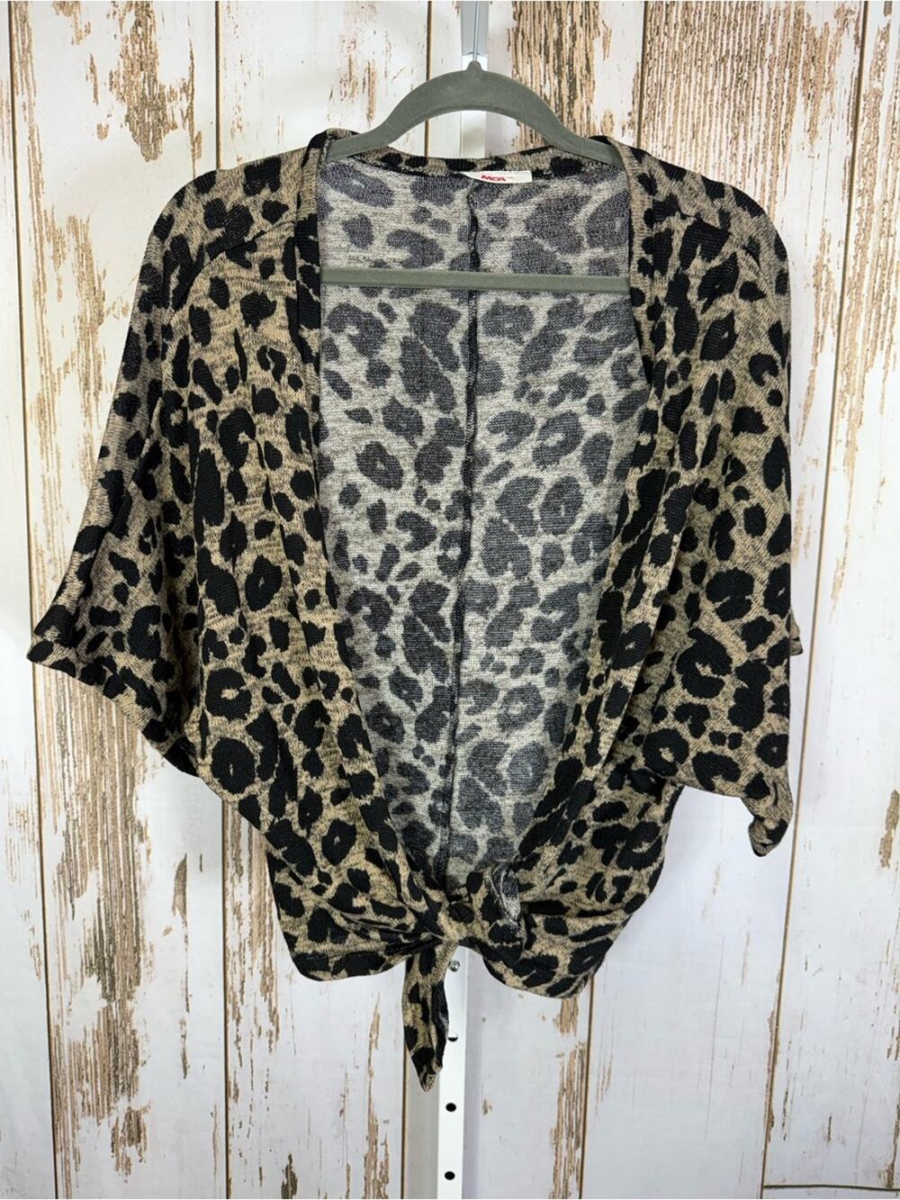 MOA USA, Leopard Print Knit Tie Cardigan. Similar to a size Small/Medium.